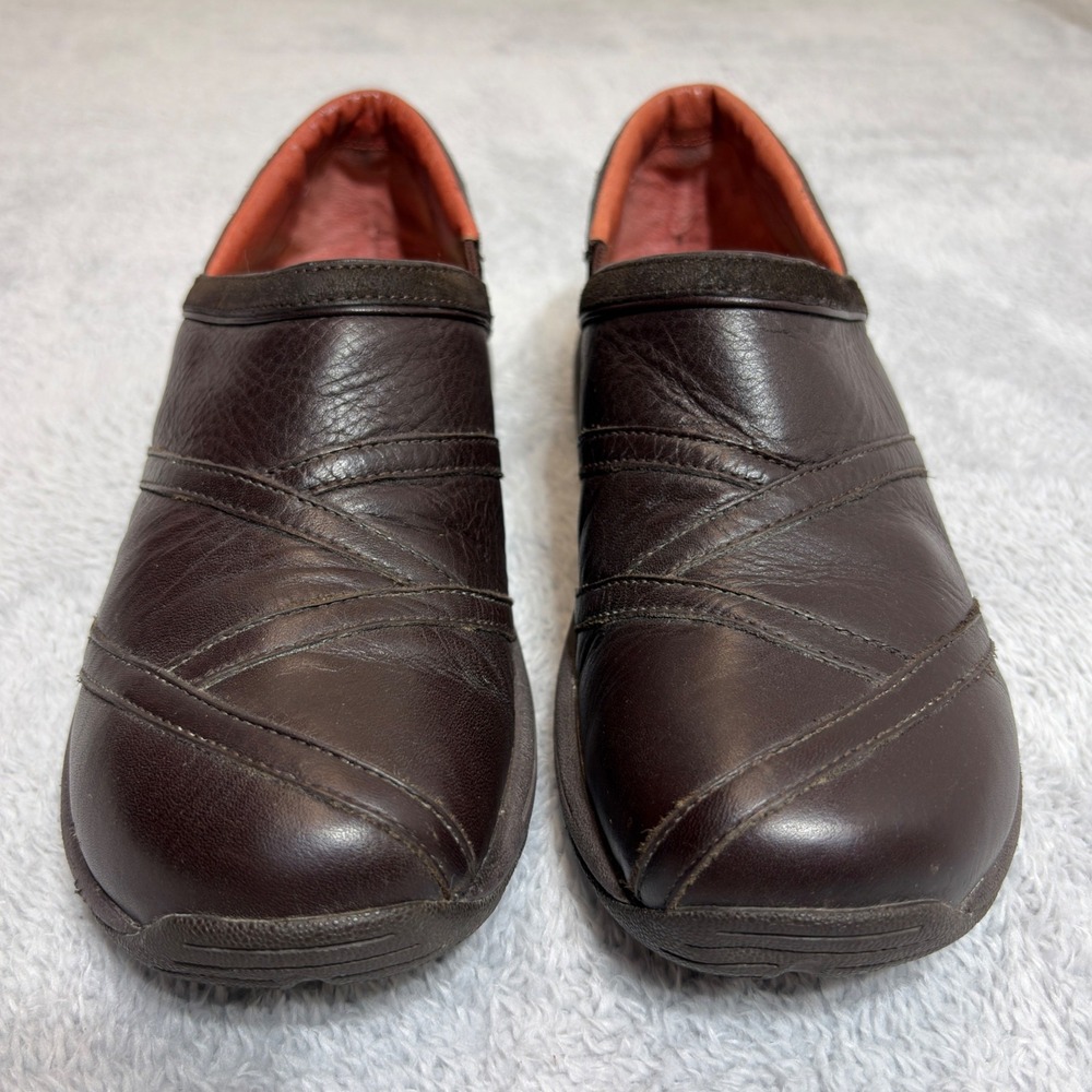 Merrell Primo Patch Slip On Clogs Womens 9.5 Brown Leather Comfort Walking Shoes